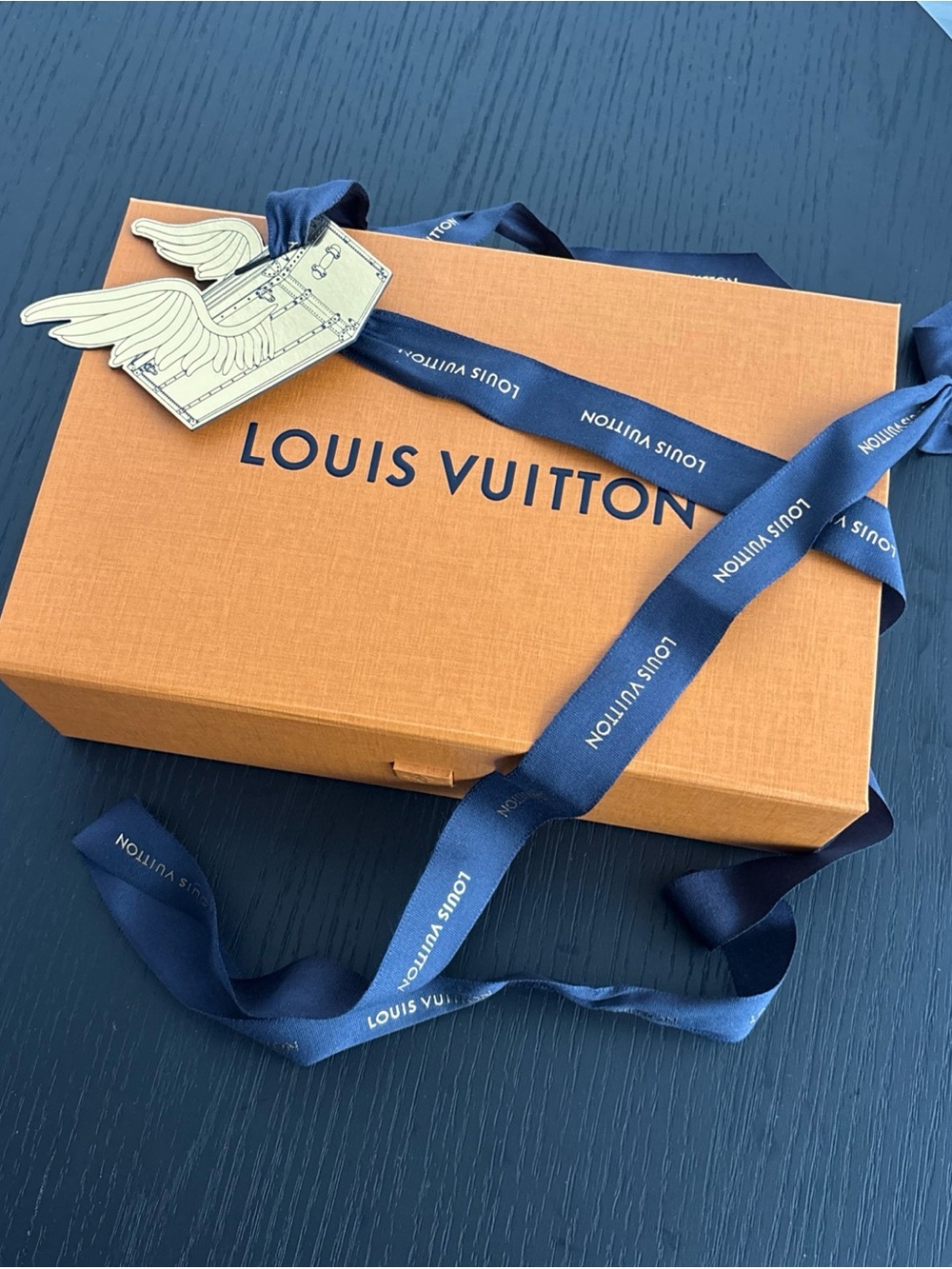 Louis Vuitton Authentic New Gift Box with Navy Ribbon and holiday gift card
